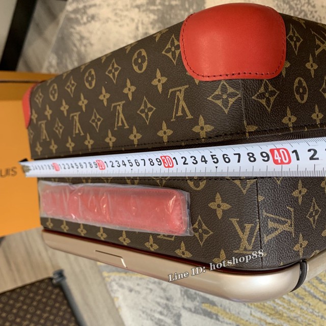 LOUIS VUITTON-四拉輪杆箱 LV限量版紅色配皮行李箱 gdx1275